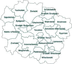 Mapa województwa z podziałem na powiaty